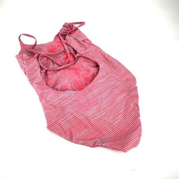 prAna Women’s Jess One-Piece Swimsuit Tropical Pink Teal Strappy stripes medium - Picture 9 of 13